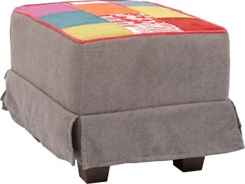 Pouf imbottito 57x41 h sfoderabile tessuto patchwork Tortora