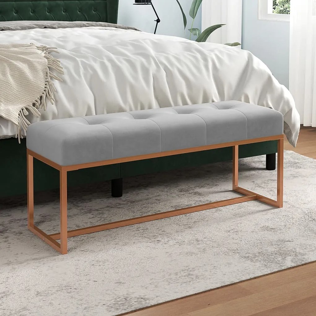 Panca Grigia 110x36x45 Cm İn Velluto /