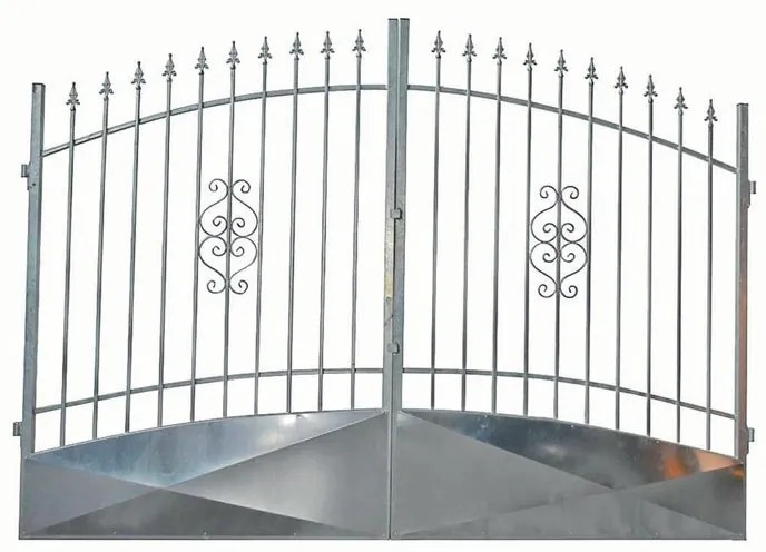 Cancello manuale battente Emilius 4000 in ferro, apertura centrale, L 408.5, H 165-195 cm, di colore grigio zincato