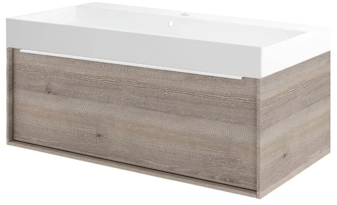 Mobile bagno con lavabo L 90 x H 32 x P 48 cm rovere grigio per vasca centrale Neo Frame