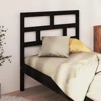 Testiera per Letto Nera 96x4x100 cm in Legno Massello di Pino cod mxl 51075