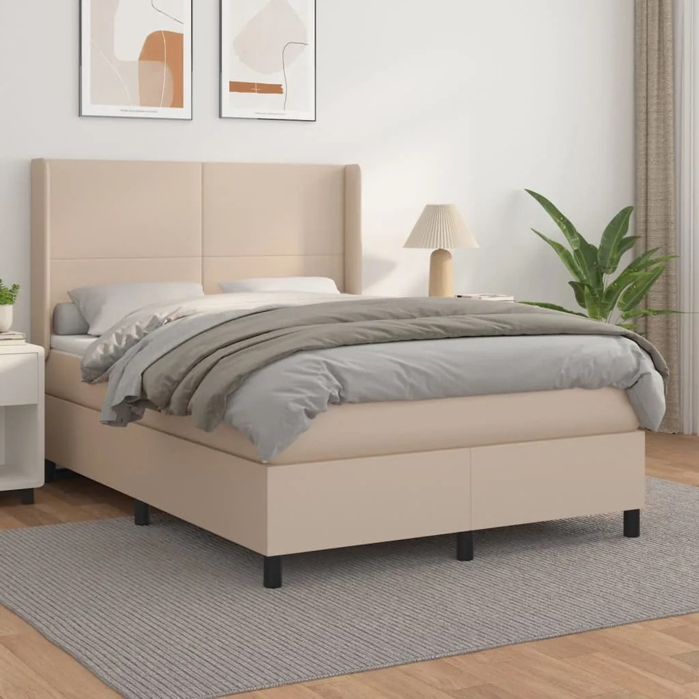 Giroletto A Molle Con Materasso Cappuccino 140x200cm Similpelle /