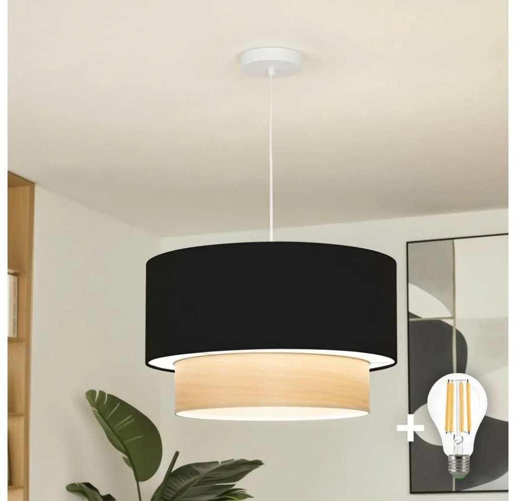 Brilagi - Lampadario LED sospeso su cavo CERIA 1xE27/40W/230V Ø 50 cm nero/beige