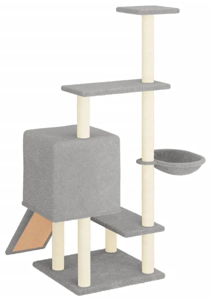 Albero per gatti con tiragraffi in sisal grigio chiaro 130,5 cm