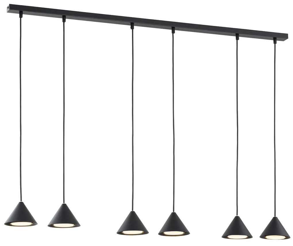 Sospensione Minimal Skadi 6 Luci In Acciaio Nero
