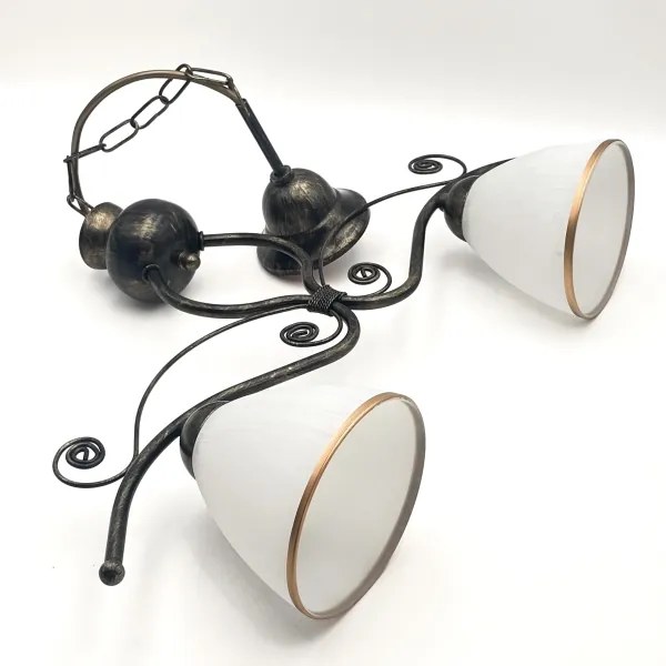 Lampadario a sospensione con catena RETRO 2xE27/60W/230V bronzo/patina