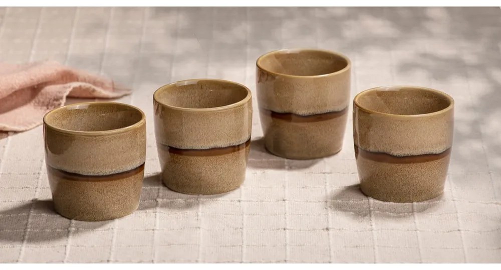 Tazze in set per espresso in marrone chiaro in porcellana 4 pz 350 ml Haven – Ladelle