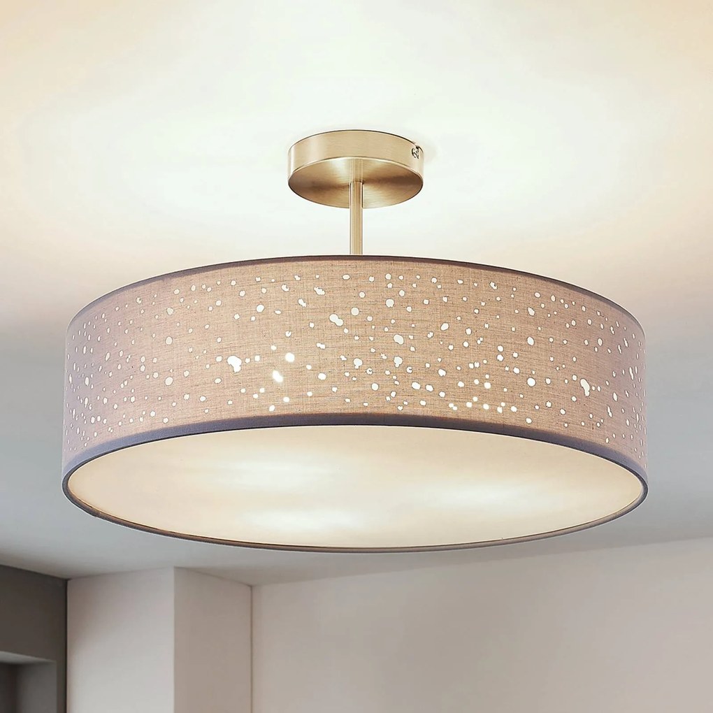 Plafoniera soffitto Umma Lindby, dimmerabile, Alluminio / Grigio / Zincato, Soggiorno / Sala da pranzo, Tessuto / Stoffa / Seta, Moderno, Plafoniera