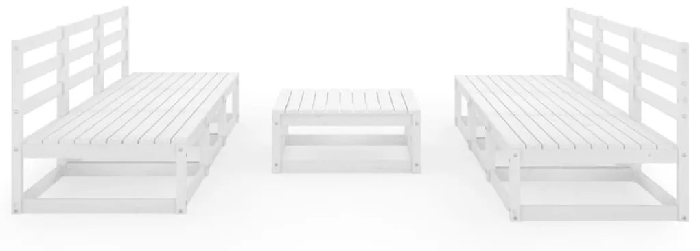 Set divani da giardino 7 pz bianco in legno massello di pino