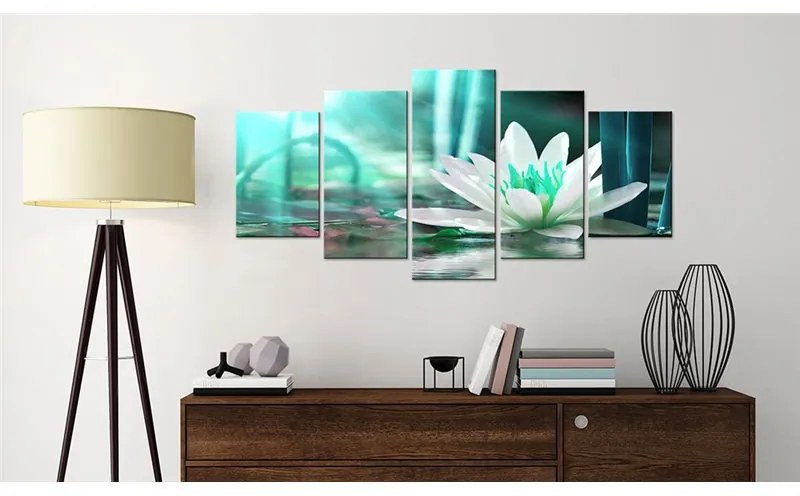 Quadro  Turquoise Lotus  Colore Turchese, Dimensioni e Misure 200x100