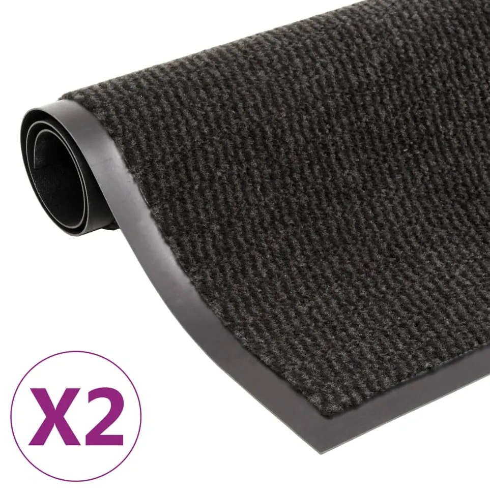 Tappeti Antipolvere 2 Pz Rettangolari Trapuntati 120x180cm Neri /