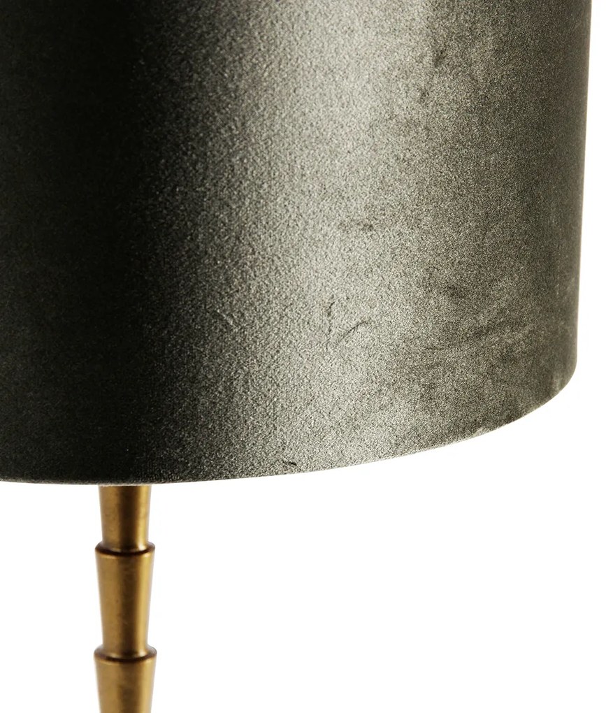 Lampada da tavolo bronzo con paralume in velluto verde 35cm - Pisos