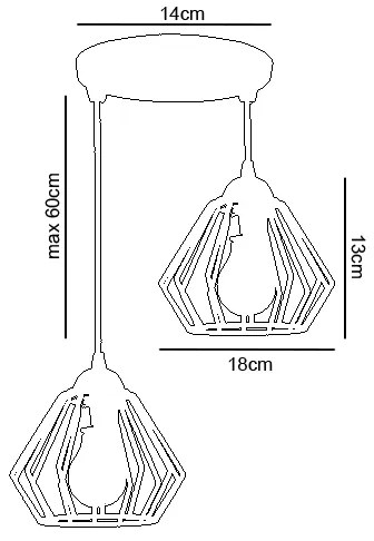 Lampadario a sospensione con filo CEED 2xE27/60W/230V
