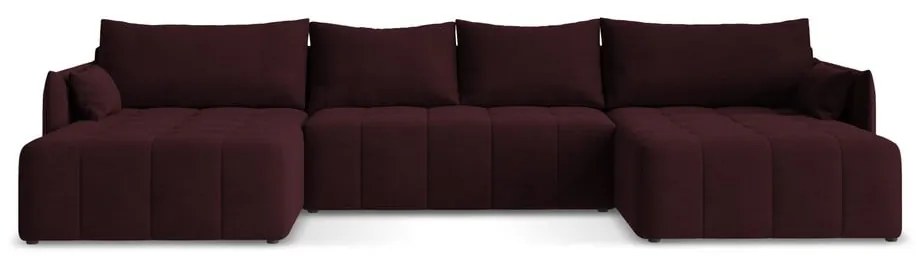 Divano angolare burgundy allungabile/con contenitore (a U) Moku – Makamii
