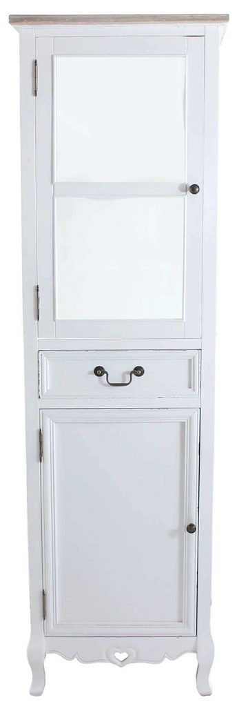 HEART - vetrina un cassetto 2 ante in legno di paulownia shabby chic