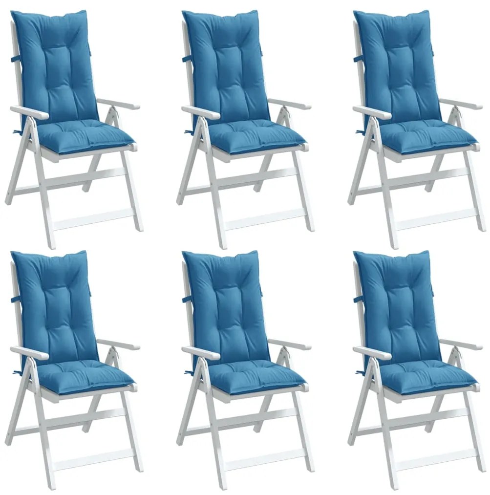 Cuscini Sedia Schiena Alta 6 Blu Mélange 120x50x7 Tessuto /