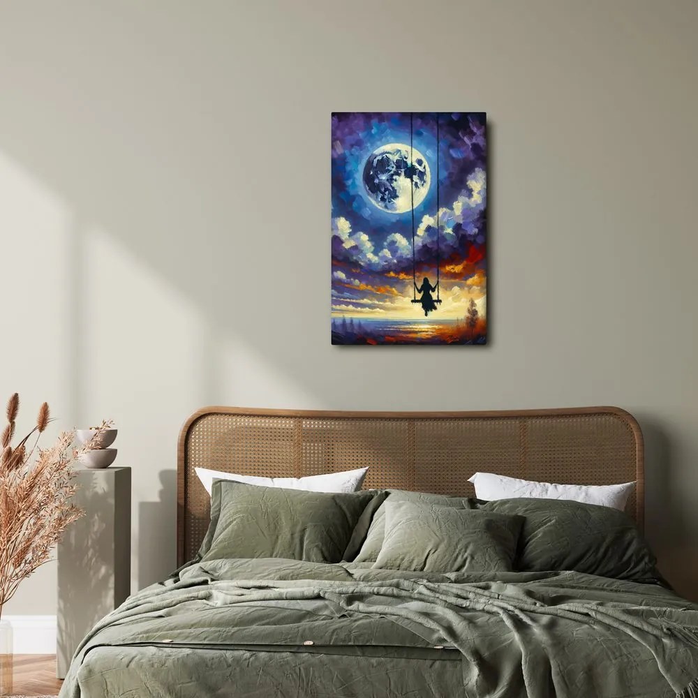 Quadro su tela – Ragazza nella luce della luna