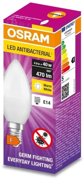 Lampadina LED Antibatterica B40 E14/4,9W/230V 2700K - Osram