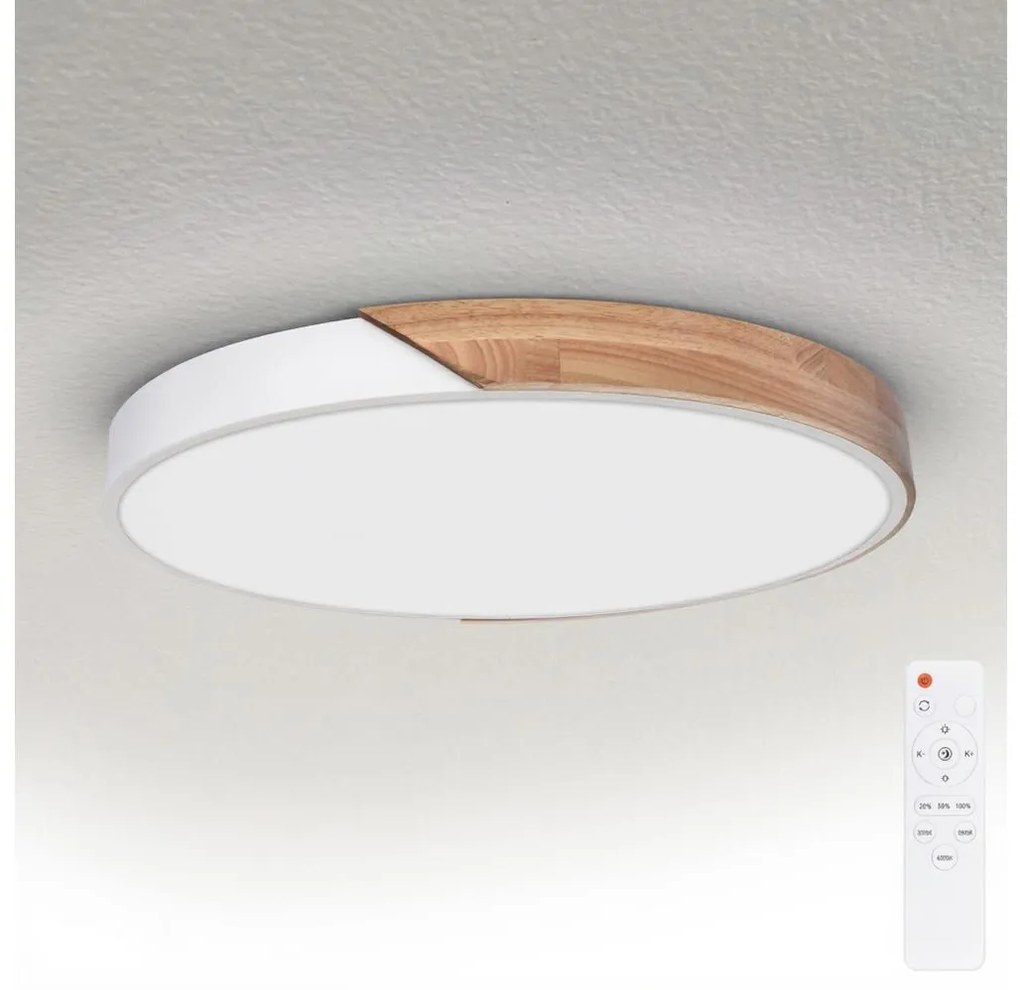 Brilagi - Plafoniera LED dimmerabile PILANA LED/60W/230V rovere/bianco Ø 60 cm + telecomando