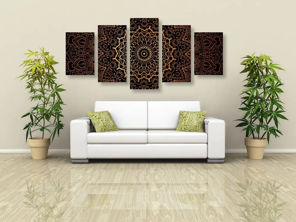 Quadri 5 pezzi – Mandala vintage in stile indiano