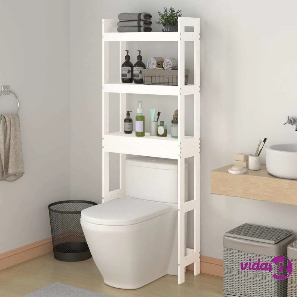 vidaXL Rastrelliera da Bagno Bianca 63x26x171 cm Legno Massello Pino
