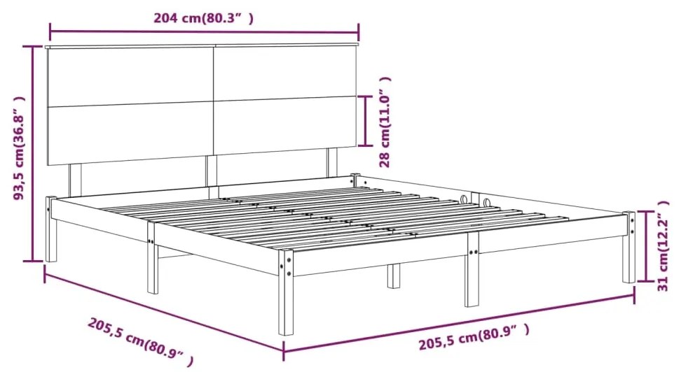 Giroletto Nero in Legno Massello di Pino 200x200 cm