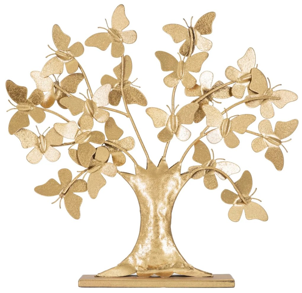 Albero della Vita con Farfalle Glam - Decorazione in Metallo cm 31x8x30