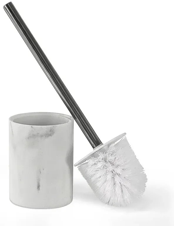 Portascopino da appoggio effetto marmo bianco in resina linea Ivy