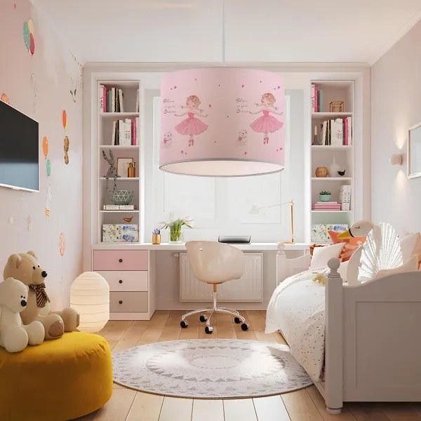 Lampada a sospensione per cameretta CANDY 1xE27/40W/230V rosa