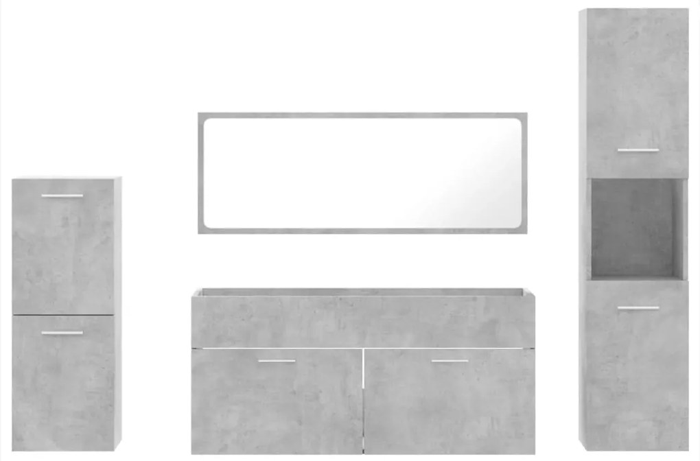 Set mobili da bagno 4 pz grigio cemento in legno multistrato