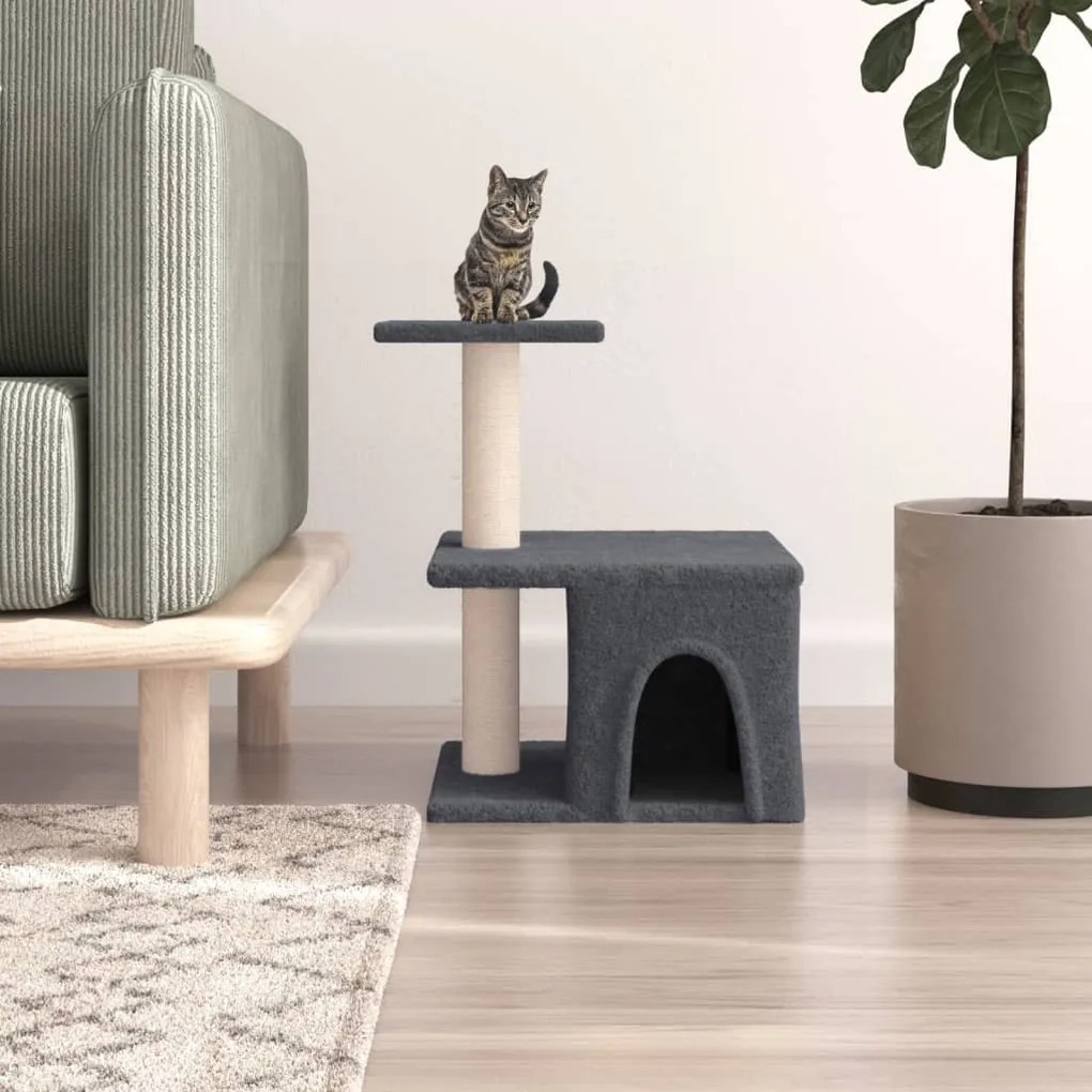 Albero Per Gatti Con Tiragraffi İn Sisal Grigio Scuro 48 Cm /