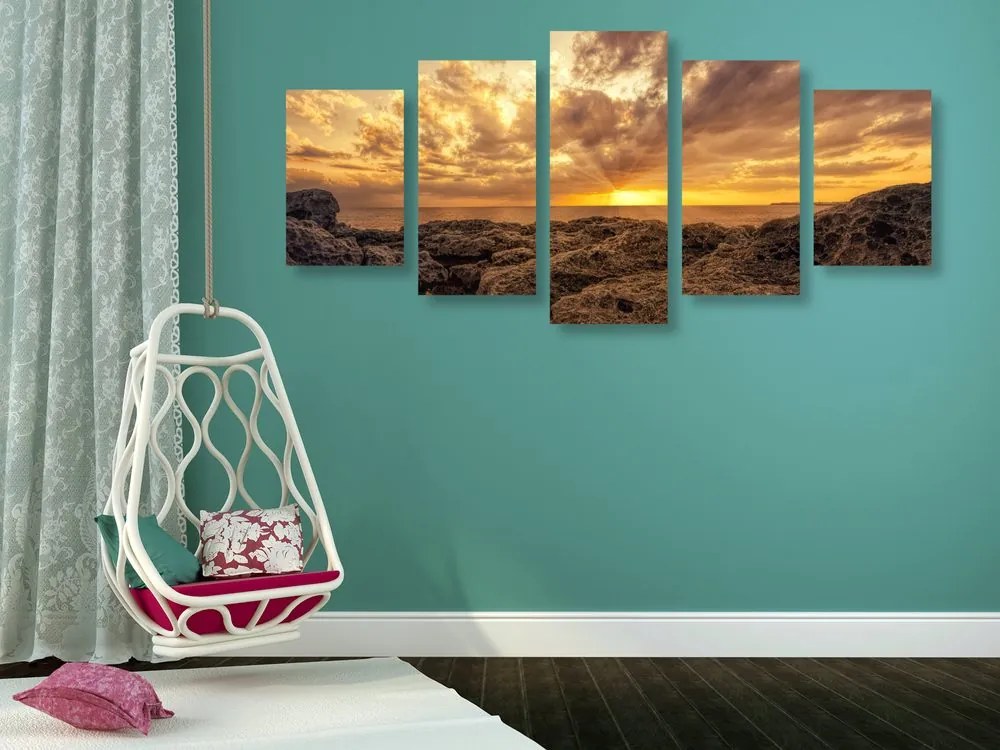 Quadri 5 pezzi – Scogliere del mare