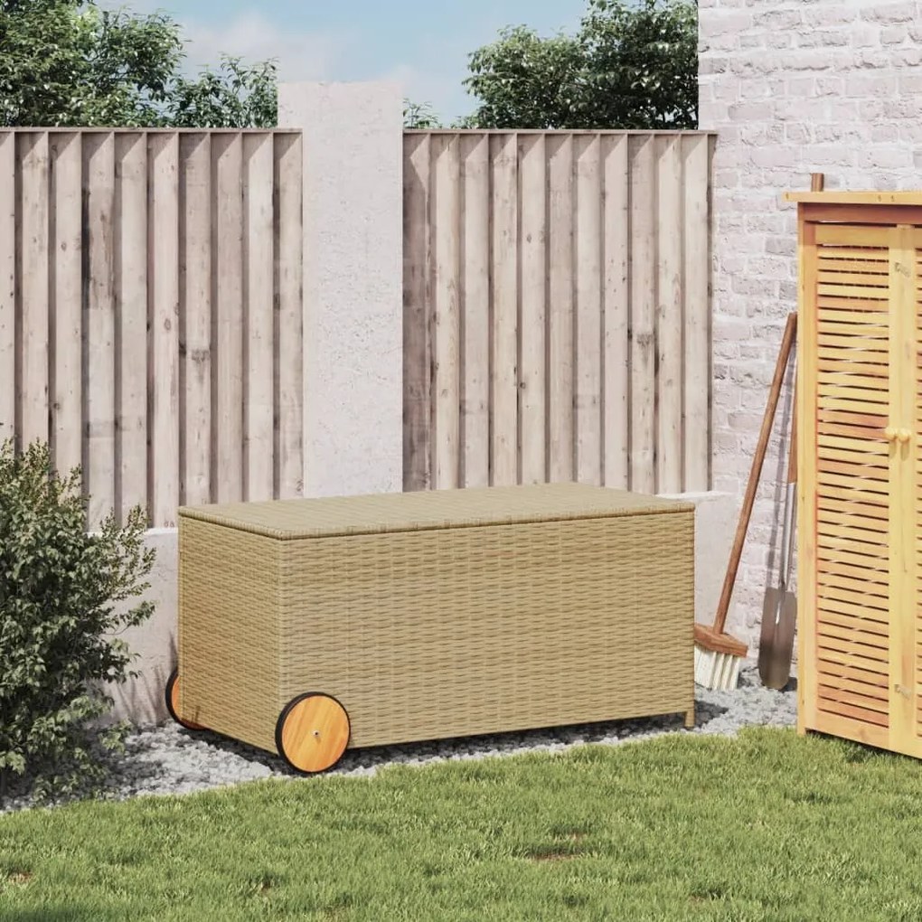 Contenitore da giardino con ruote beige misto 190l polyrattan