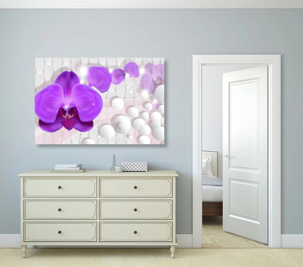 Quadro su tela – Orchidea su sfondo astratto
