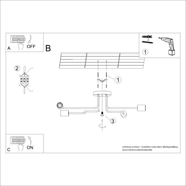 Sollux SL.1665 - Lampadario a plafone TIMBO 4xE27/15W/230V bianco/beige/faggio