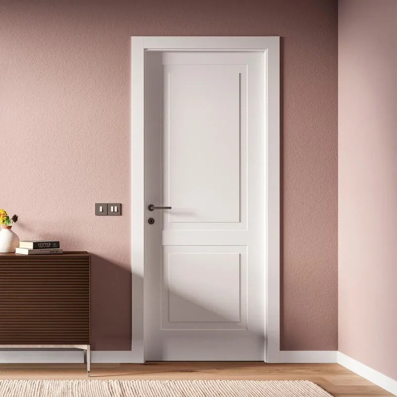 Porta interna a battente Polaris in MDF laccato colore bianco, L 80 x H 210 cm, apertura reversibile