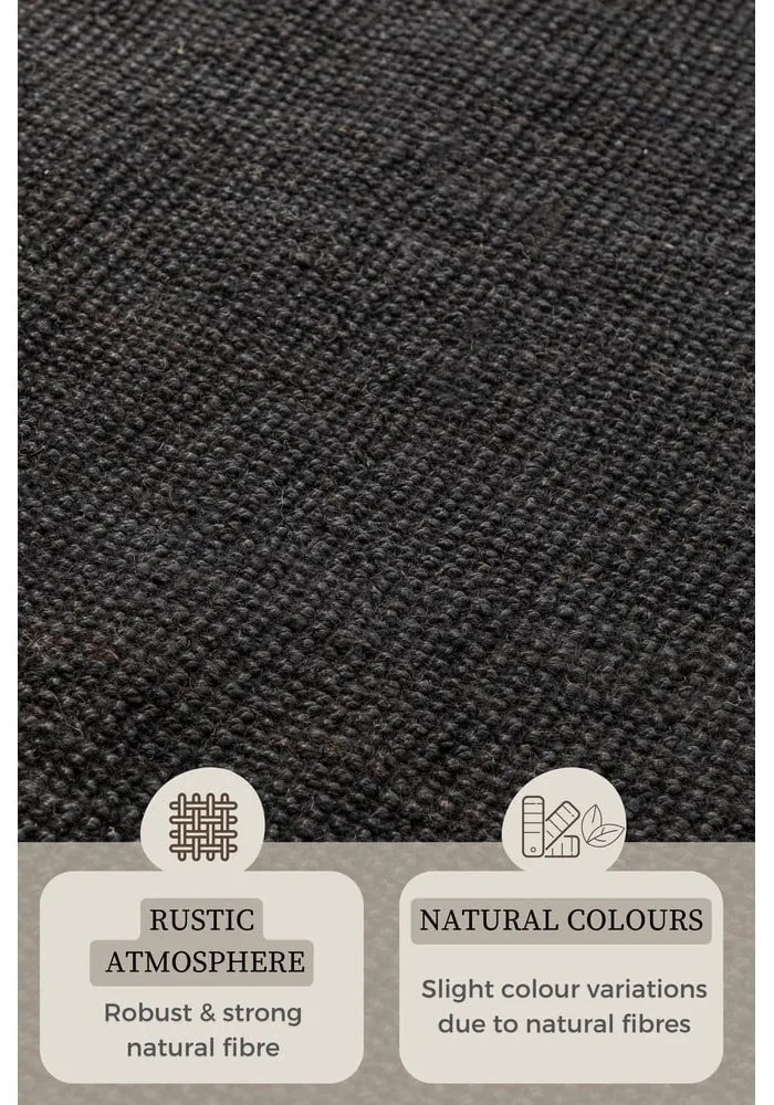 Tappeto nero in iuta 60x90 cm Bouclé – Hanse Home