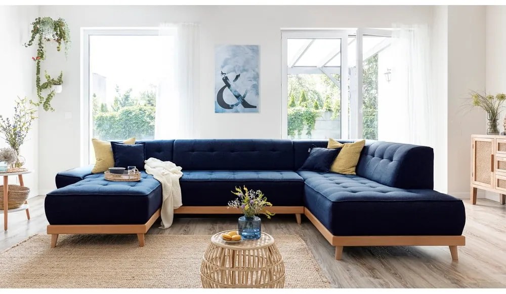 Divano letto a U blu navy, angolo destro Dazzling Daisy - Miuform