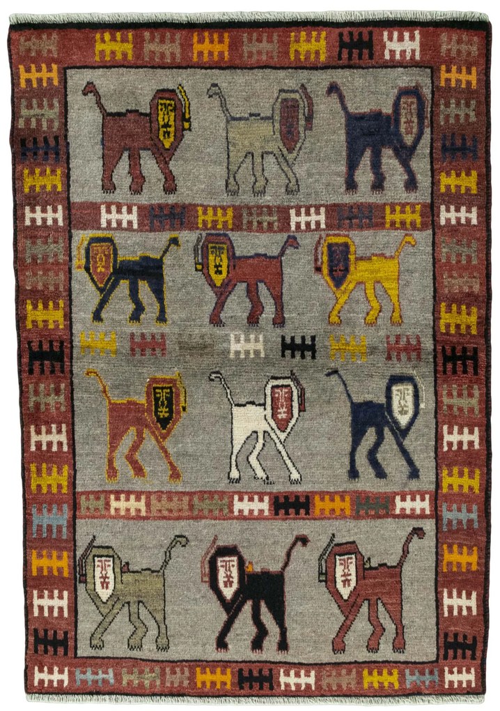 Gabbeh Tappeto 110 x 150 Nero (Iran) Annodato A Mano