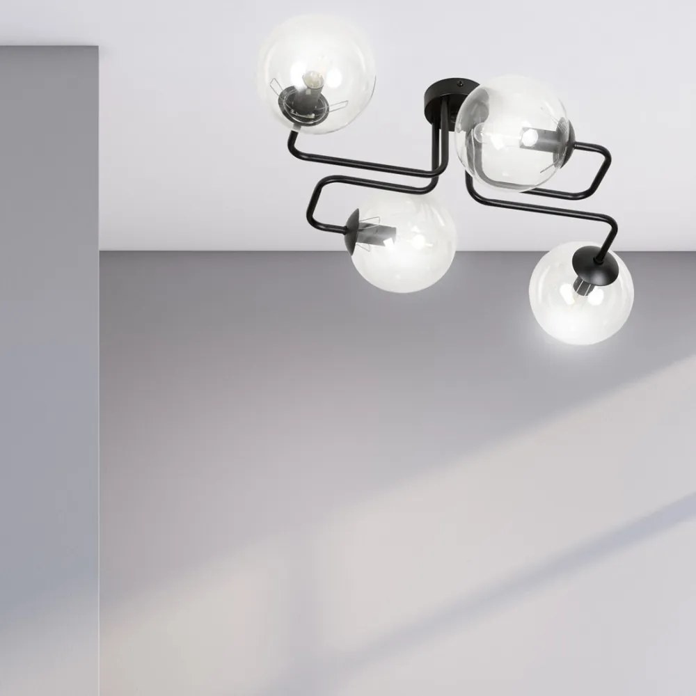 Lampadario da Soffitto BRENDI 4 in acciaio e vetro 4xE14 Colore delle Sfere Trasparente