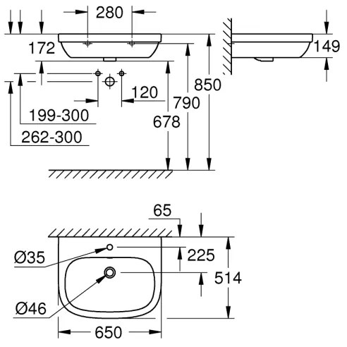 GROHE 39323000 - Lavabo EURO CERAMIC 650 × 514 mm ceramica/bianco