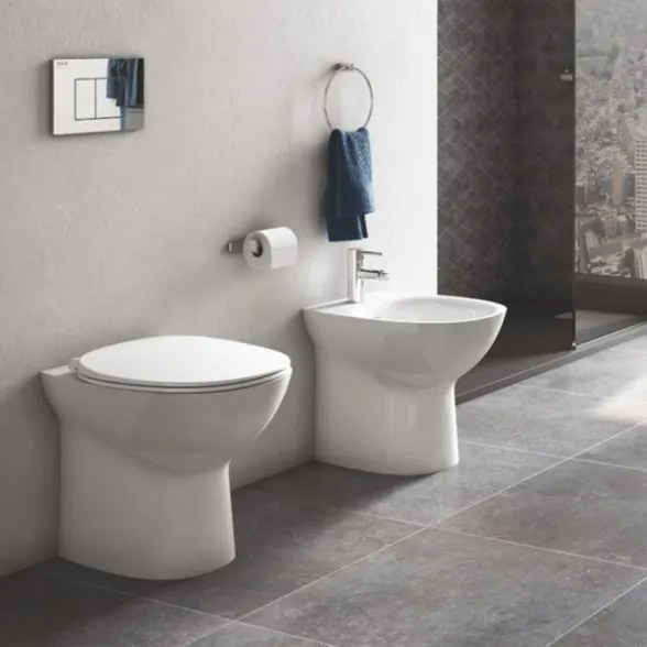 WC Filo Muro In Ceramica Bianco Rimless Morning RAK Ceramics + Copriwater