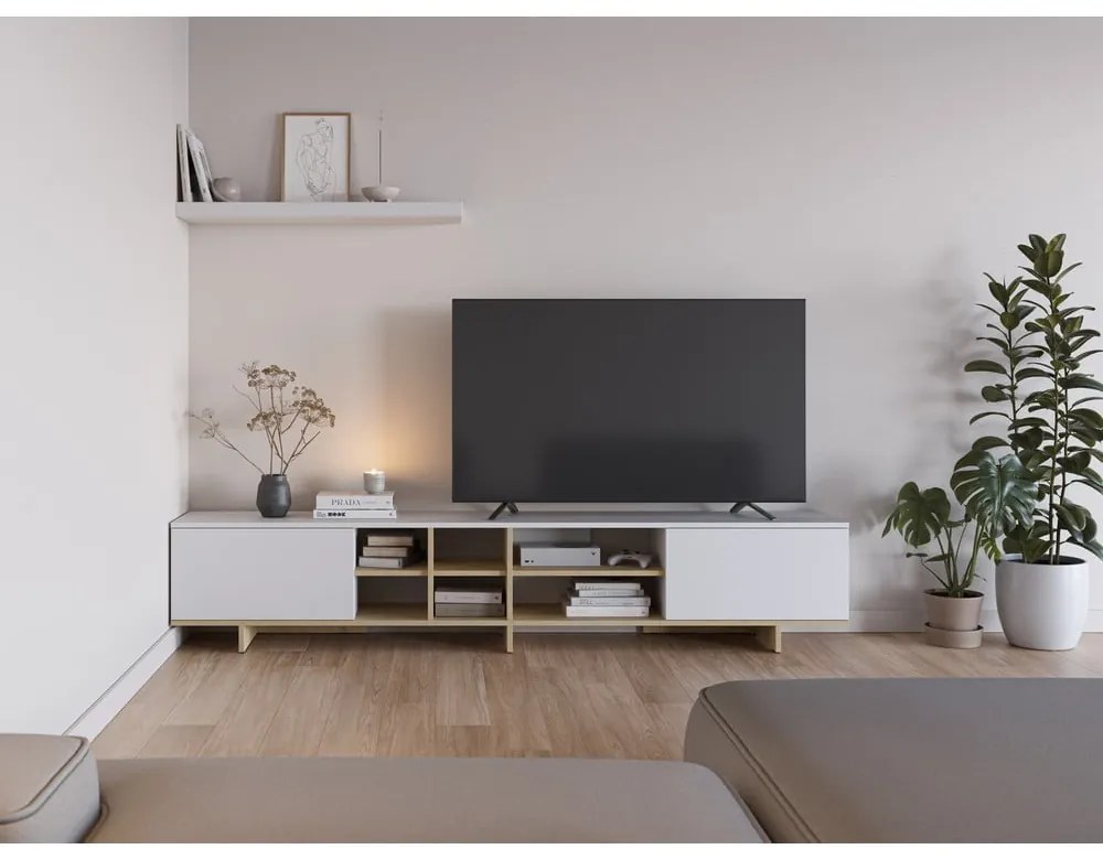 Tavolo TV bianco 230x44 cm Cequoia - Marckeric