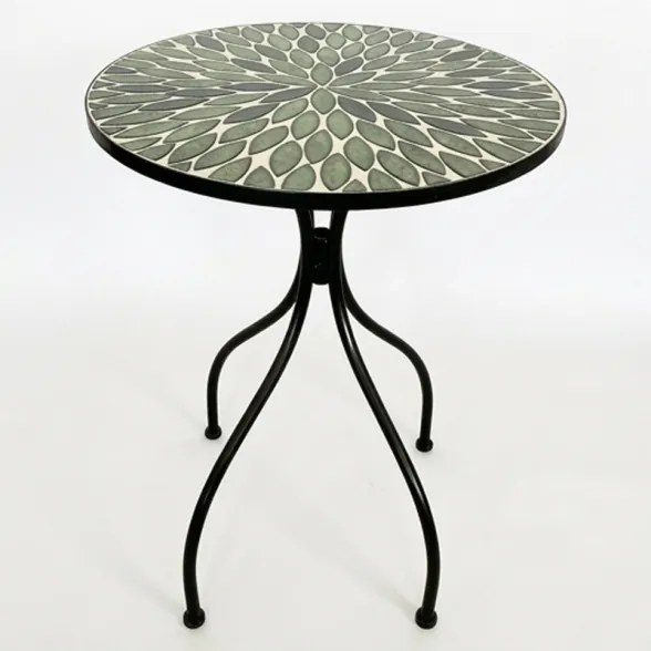 Set Bistrot Tavolo Maioliche D60xH75 Con 2 Sedie Pieghevoli Fogliarte