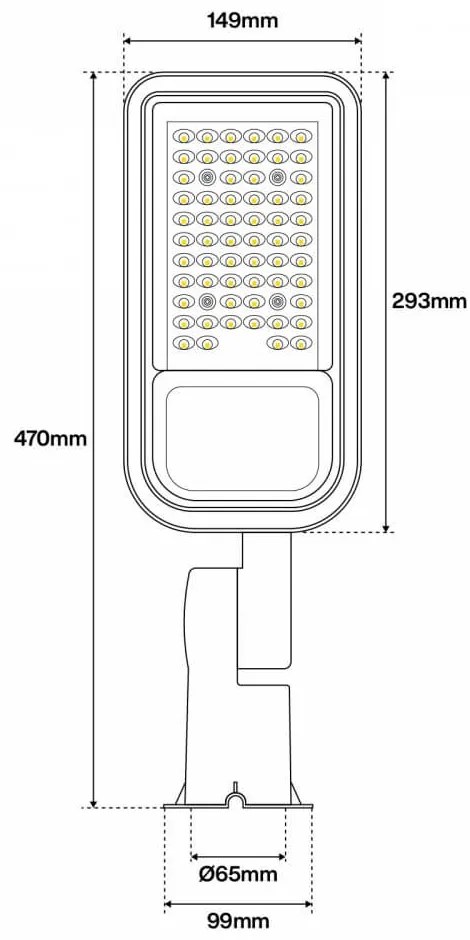 Armatura stradale 50W IP65, asimm. 70x140° - 145lm/W Colore Bianco Freddo 5.700K