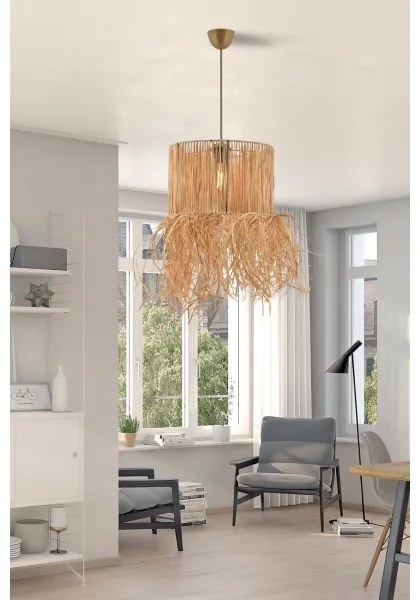 Lampada a sospensione con cavo NESS 1xE27/40W/230V in rafia