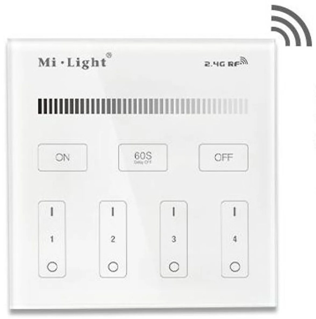 Pannello Full Touch WiFi Dimmer 4-Zone base magnetica - White