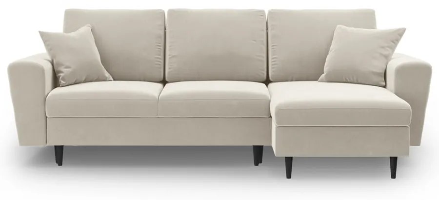 Divano angolare beige allungabile e con contenitore con rivestimento in velluto Kyoto – Cosmopolitan Design