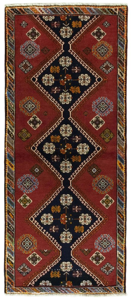 Shiraz Tappeto 90 x 200 Rosso (Iran) Annodato A Mano