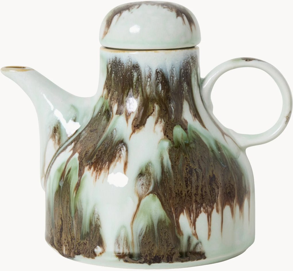 Teiera fatta a mano con smalto reattivo 70's